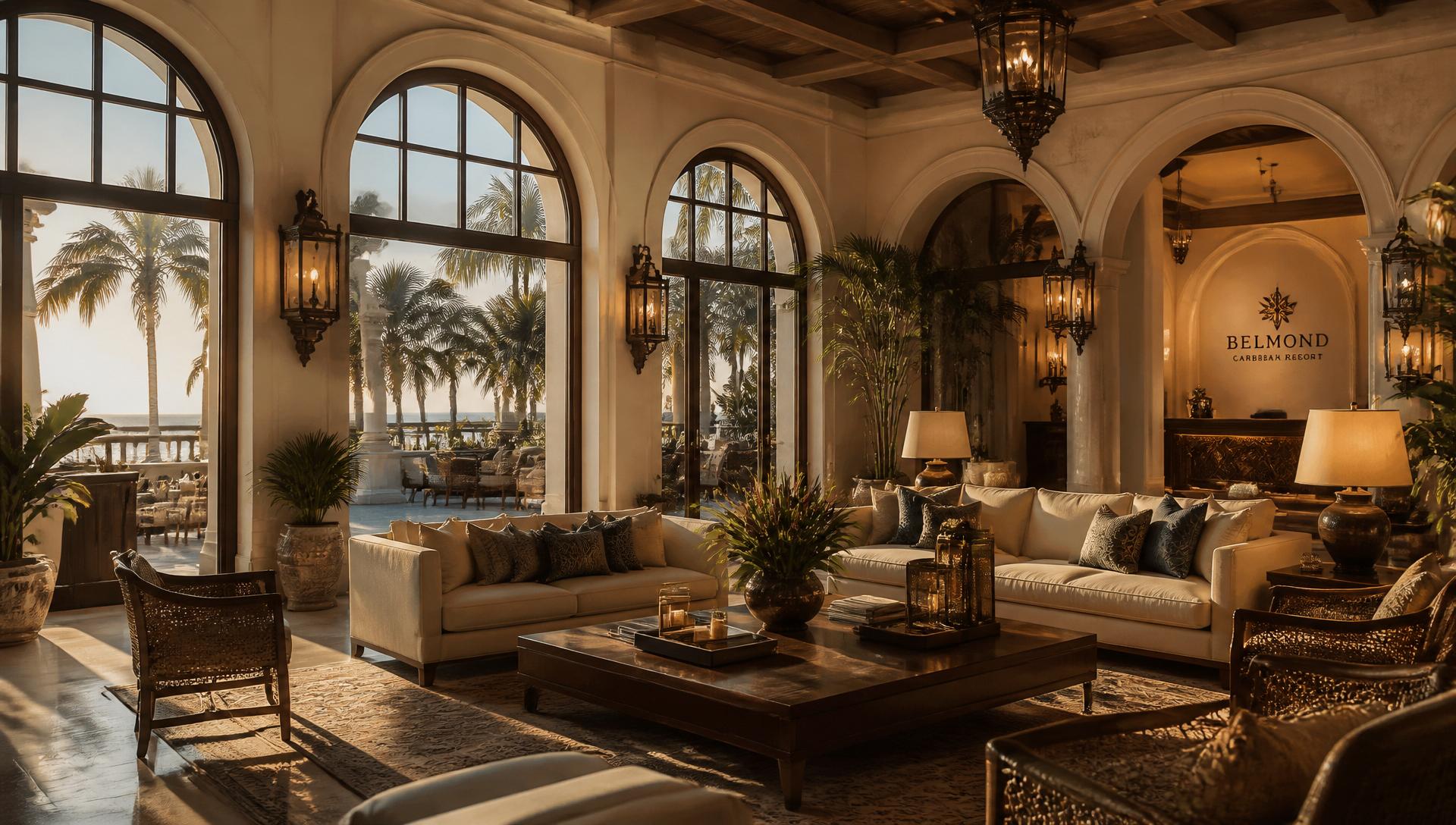 Elegant Caribbean resort lobby
