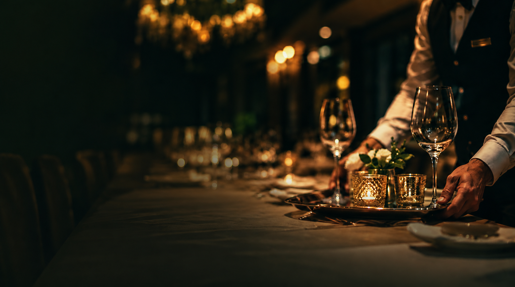 Elegant restaurant service scene